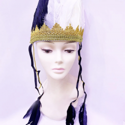 Mey İthalat® Siyah Beyaz Renk Tüylü Kızılderili Başlığı | Taraftar Başlığı