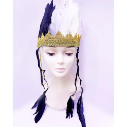 Mey İthalat® Siyah Beyaz Renk Tüylü Kızılderili Başlığı | Taraftar Başlığı