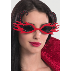 Mey İthalat® Siyah Boynuzlu Kırmızı Renk Alevli Parti Gözlüğü 21x10 cm