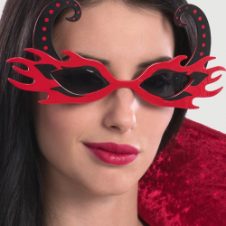 Mey İthalat® Siyah Boynuzlu Kırmızı Renk Alevli Parti Gözlüğü 21x10 cm