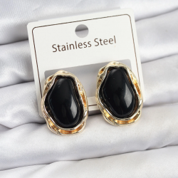 Mey İthalat® Siyah Damla Model Pirinç Vintage Kadın Küpe