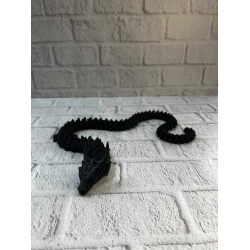 Mey İthalat® Siyah Hareketli Ejderha Figürü Esnek Gövdeli Dekoratif Tasarım 60 cm