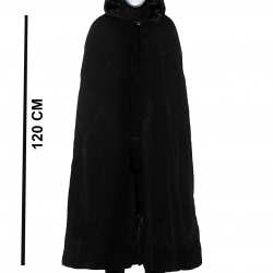 Mey İthalat® Siyah Kapüşonlu 120 cm Pelerin ve Beyaz Boyanabilir Tam Yüz Maske