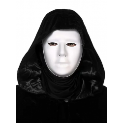 Mey İthalat® Siyah Kapüşonlu 120 cm Pelerin ve Beyaz Boyanabilir Tam Yüz Maske