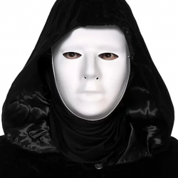 Mey İthalat® Siyah Kapüşonlu 120 cm Pelerin ve Beyaz Boyanabilir Tam Yüz Maske