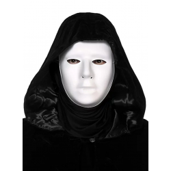 Mey İthalat® Siyah Kapüşonlu 120 cm Pelerin ve Beyaz Boyanabilir Tam Yüz Maske