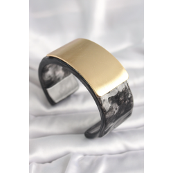 Mey İthalat® Siyah Mermer Desen Akrilik Plastik Gol Dikdörtgen Plaka Model Vingtage Kadın Bilezik