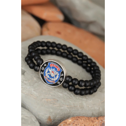 Mey İthalat® Siyah Renk Çift Sıra Oniks Doğal Taş PÖH Tasarımlı Erkek Bileklik