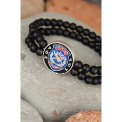 Mey İthalat® Siyah Renk Çift Sıra Oniks Doğal Taş PÖH Tasarımlı Erkek Bileklik