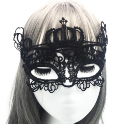 Mey İthalat® Siyah Renk Dantel Kesim Dantel İşlemeli Balo Parti Maskesi 9 No