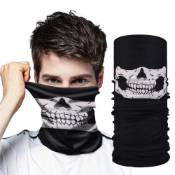 Mey İthalat®  Siyah Renk Dikişsiz Çok Fonksiyonlu Çene Kafatası Yüz Maskesi Baf Buff Bandana Boyunluk Bileklik