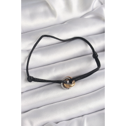 Mey İthalat® Siyah Renk İpli Asansörlü Mix Renk Çelik Halka Model Kadın Bileklik