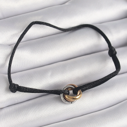 Mey İthalat® Siyah Renk İpli Asansörlü Mix Renk Çelik Halka Model Kadın Bileklik