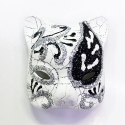 Mey İthalat® Siyah Renk İşlemeli Seramik Malzemeden İmal Venedik Kedi Model Magnet