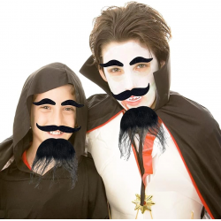 Mey İthalat® Siyah Renk Kendinden Yapışkanlı Takma Sakal Bıyık ve Kaş Seti