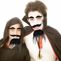 Mey İthalat® Siyah Renk Kendinden Yapışkanlı Takma Sakal Bıyık ve Kaş Seti