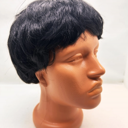 Mey İthalat® Siyah Renk Kısa Kesim İçi Astarlı Erkek Peruğu