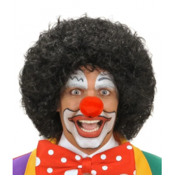 Mey İthalat® Siyah Renk Kıvırcık Afro Bonus Peruk Saç ve Kırmızı Sünger Burun Seti