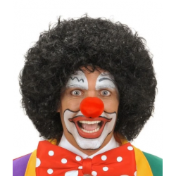 Mey İthalat® Siyah Renk Kıvırcık Afro Bonus Peruk Saç ve Kırmızı Sünger Burun Seti