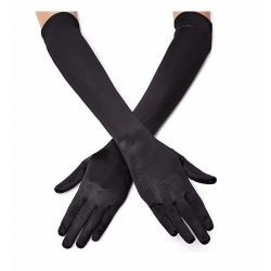 Mey İthalat® Siyah Renk Likralı Dirseğe Kadar Uzun Kumaş Eldiven 40 cm