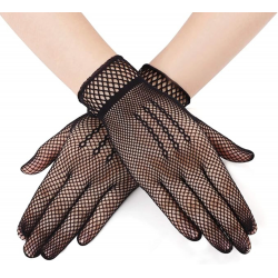 Mey İthalat® Siyah Renk Likralı File Eldiven Parmaklı Örgü Eldiven Yetişkin Boy