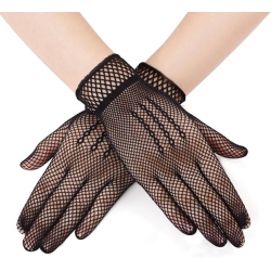 Mey İthalat® Siyah Renk Likralı File Eldiven Parmaklı Örgü Eldiven Yetişkin Boy