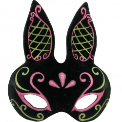 Mey İthalat® Siyah Renk Pembe Gold Simli Siyah Süet Kaplama Tavşan Maskesi 18x16 cm