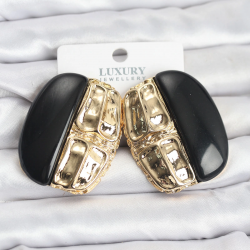 Mey İthalat® Siyah Renk Pirinç Vintage Kadın Küpe