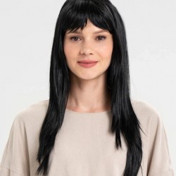 Mey İthalat® Siyah Renk Uzun Parti Peruğu