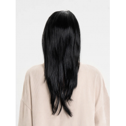 Mey İthalat® Siyah Renk Uzun Parti Peruğu