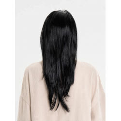Mey İthalat® Siyah Renk Uzun Parti Peruğu