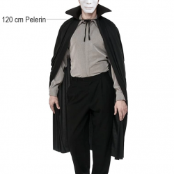 Mey İthalat®  Siyah Renk Yakalı 120 cm Pelerin ve Beyaz Anonim Maske