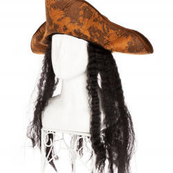 Mey İthalat® Siyah Saçlı Kaptan Korsan Şapkası