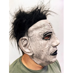 Mey İthalat® Siyah Saçlı Michael Myers Lateks Yüze Tam Yapışan Et Maske Korku Maskesi