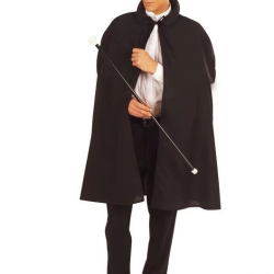 Mey İthalat® Siyah Sihirbaz Pelerini 120 cm ve Sihirbaz Şapkası 12 cm Yetişkin Boy