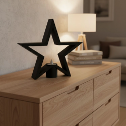 Mey İthalat® Siyah Yıldız Şeklinde Mumluk Loş Işık Dekor Aksesuarı