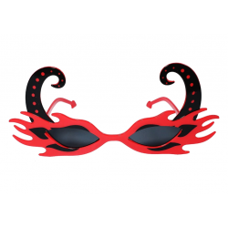 Mey İthalat® Siyah Boynuzlu Kırmızı Renk Alevli Parti Gözlüğü 21x10cm