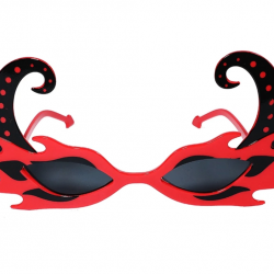 Mey İthalat® Siyah Boynuzlu Kırmızı Renk Alevli Parti Gözlüğü 21x10cm