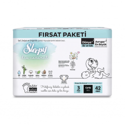 Mey İthalat®   Bio Natural Bebek Bezi Fırsat Paketi 3 Beden 4-10 Kg 42 Adet