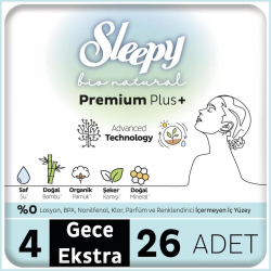 Mey İthalat®   Bio Natural Premium Plus Mega Ekstra Gece Ped 26 Adet