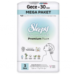 Mey İthalat®   Bio Natural Premium Plus Mega Gece Ped 30 Adet