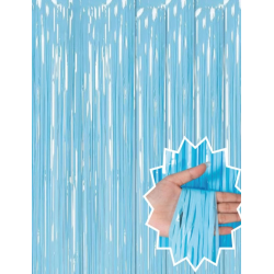 Mey İthalat® Soft Mavi Püsküllü Kapı Perdesi - Parti, Baby Shower, Sünnet Süsü 1x2 m