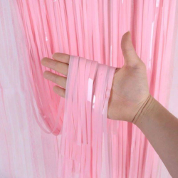 Mey İthalat® Soft Pembe Püsküllü Kapı Perdesi - Parti, Baby Shower, Cinsiyet Partisi 1x2 m
