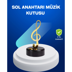 Mey İthalat® Sol Anahtarı Figürlü Dönen Müzik Kutusu Altın Renk Dekoratif