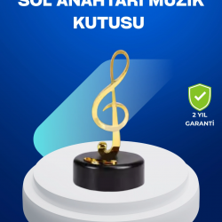 Mey İthalat® Sol Anahtarı Figürlü Dönen Müzik Kutusu Altın Renk Dekoratif