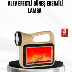 Mey İthalat® Solar Alev Işığı COB Teknolojili Taşınabilir El Feneri ve Kamp Lambası