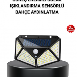 Mey İthalat® Solar Bahçe Lambası 100 LED Hareket Sensörlü Güneş Enerjili Aydınlatma