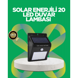 Mey İthalat® Solar Enerjili 20 LED Hareket Sensörlü Duvar Lambası