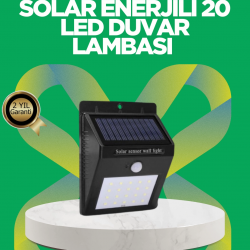 Mey İthalat® Solar Enerjili 20 LED Hareket Sensörlü Duvar Lambası