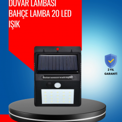 Mey İthalat® Solar Enerjiyle Çalışan IP65 Su Geçirmez 20 LED Duvar Lambası